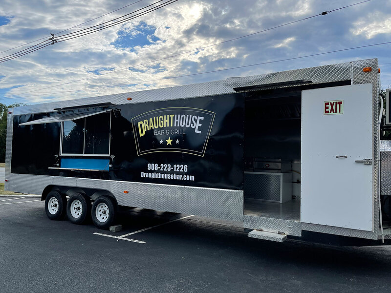 Food truck with door and window open